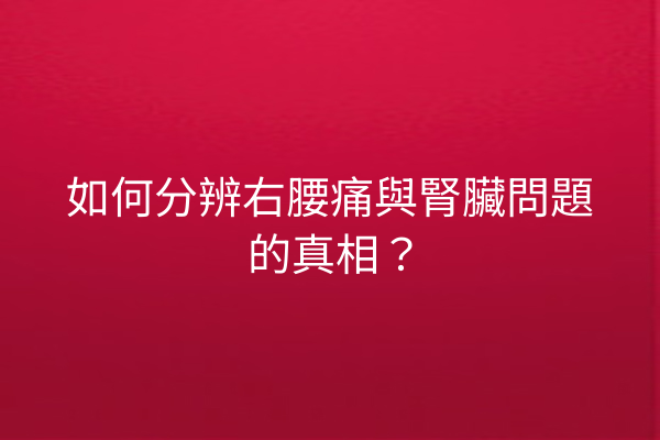 如何分辨右腰痛與腎臟問題的真相？