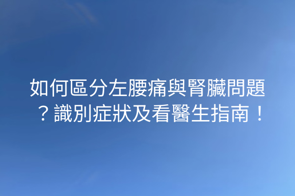 如何區分左腰痛與腎臟問題？識別症狀及看醫生指南！
